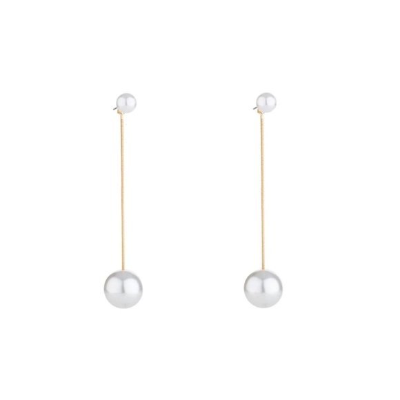 Jewelry - 14k Gold Shell Pearl Long Earrings Sterling Silver